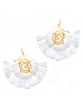 Brinco Dourado Girassol Branco Grande