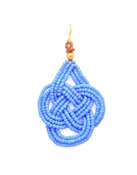Brinco Dourado Nó Infinito Azul Turquesa