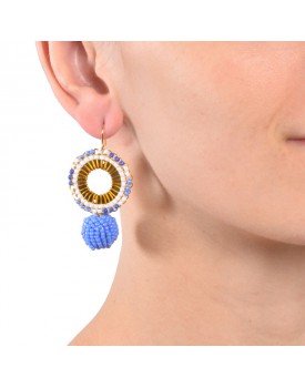 Brinco Dourado Mandala Céu Azul