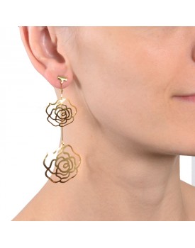 Brinco Dourado Flores Ao Vento