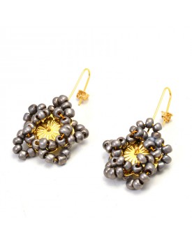 Brinco Dourado Flor Estrela Prata Velha