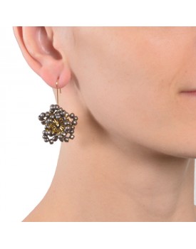 Brinco Dourado Flor Estrela Prata Velha