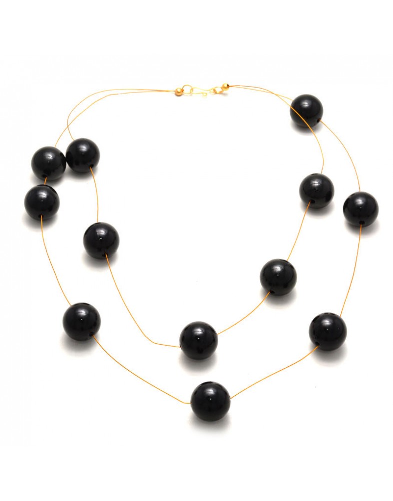 Colar Dourado Bolas Resinadas