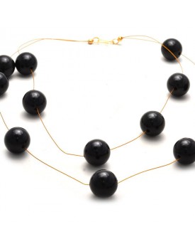 Colar Dourado Bolas Resinadas