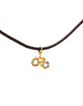 Colar Dourado Bicicleta Couro