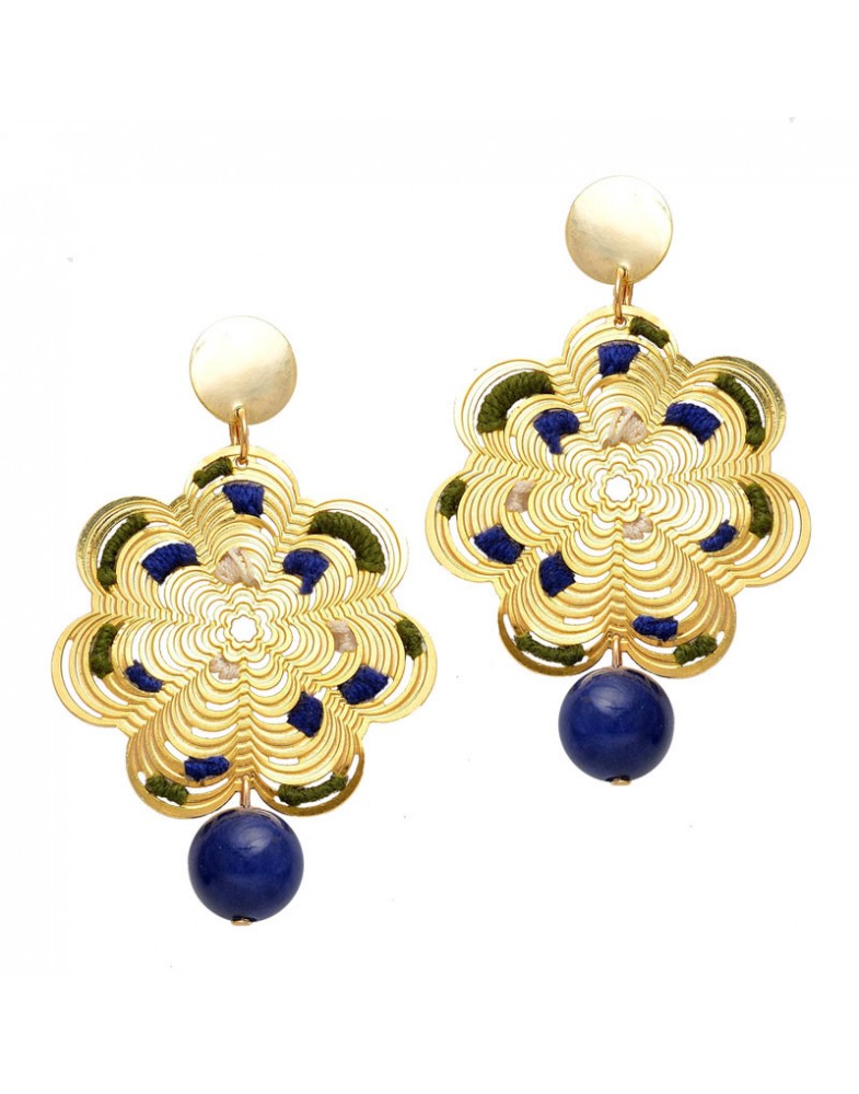 Brinco Dourado Mandala Mercê Crochê