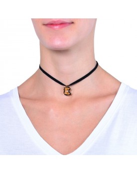 Colar Dourado Silicone Letra E