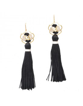 Brinco Dourado Flor Tassel