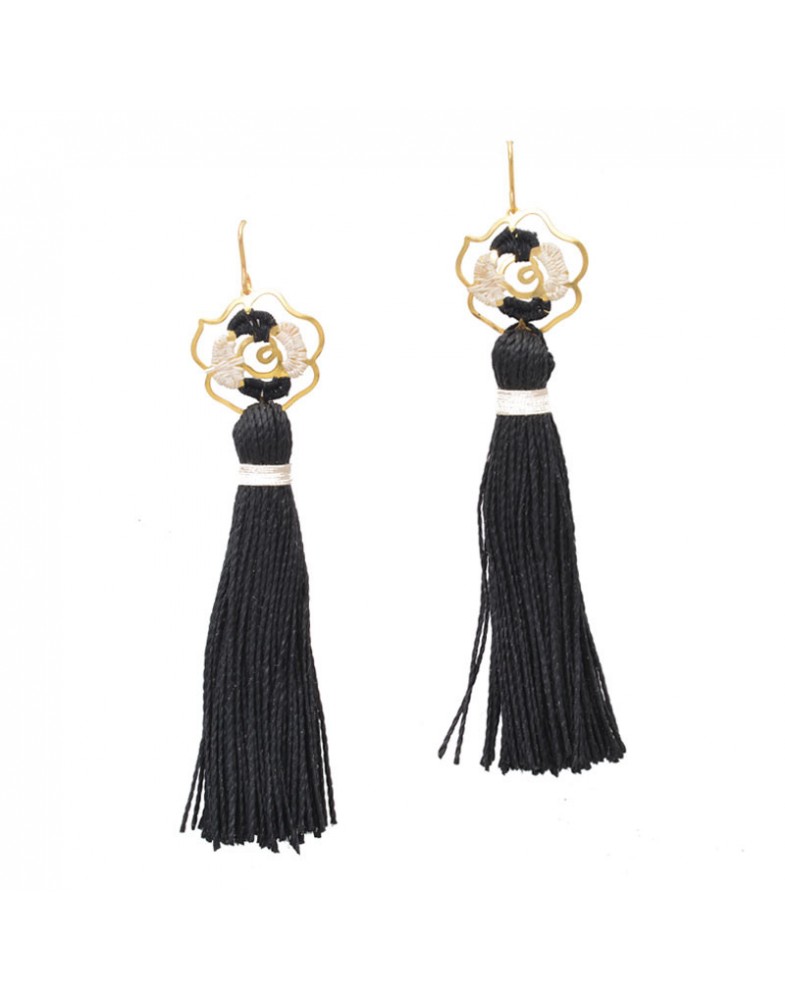 Brinco Dourado Flor Tassel