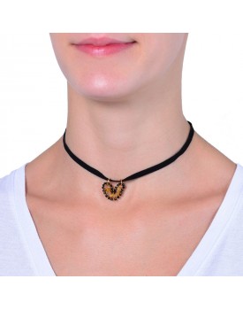 Colar Dourado Silicone Letra V