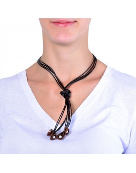 Colar Dourado Pingente De Flores Marrom