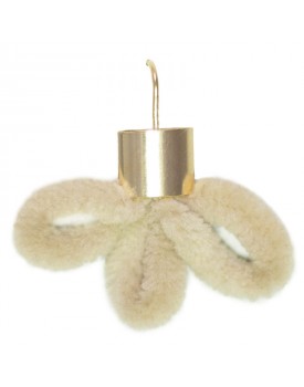 Brinco Dourado Veludo Flor Bege