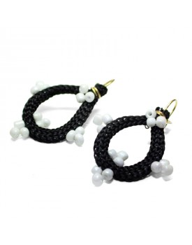 Brinco Dourado Zig Zag Branco Pequeno