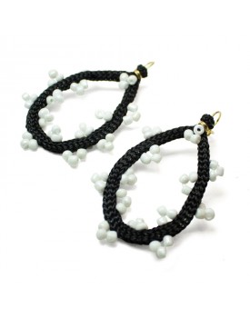 Brinco Dourado Zig Zag Branco Grande