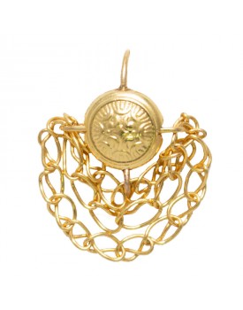 Brinco Dourado Bola Chata E Correntes