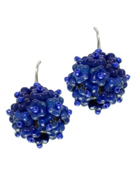 Brinco Prateado Bola Azul