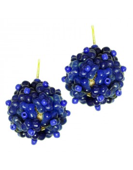 Brinco Dourado Bola Azul