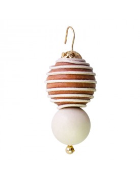 Brinco Dourado Madeira Desenhada Bege
