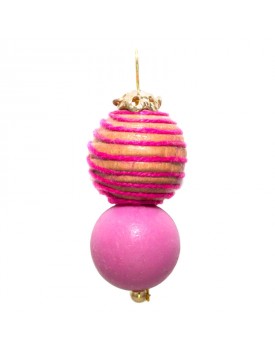 Brinco Dourado Madeira Desenhada Rosa