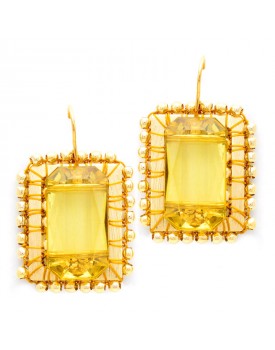 Brinco Dourado Moldura Amarela