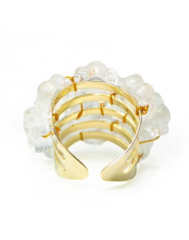 Anel Dourado Margarida Cristal Transparentes