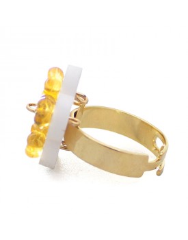 Anel Dourado Flor Mimosa