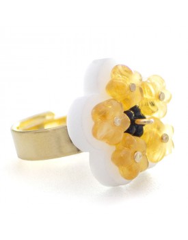 Anel Dourado Flor Mimosa