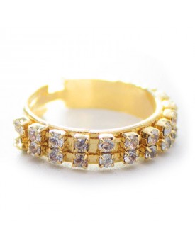 Anel Dourado Strass