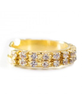 Anel Dourado Strass