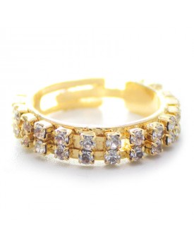 Anel Dourado Strass