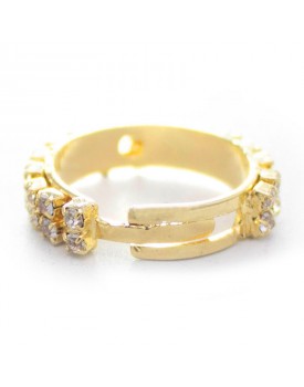 Anel Dourado Strass