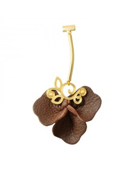 Brinco Dourado Floral Marrom