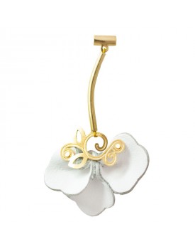 Brinco Dourado Floral Branca