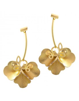 Brinco Dourado Floral Dourado