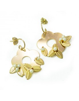 Brinco Dourado Flor Raminhos