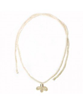 Colar Dourado Flor Veludo Bege