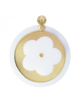 Brinco Dourado Flores Branca