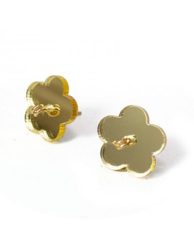 Brinco Dourado Florzinha Acrílico Dourado