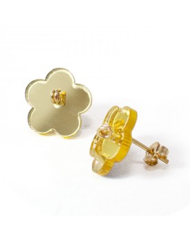 Brinco Dourado Florzinha Acrílico Dourado