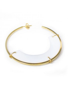 Brinco Dourado Canoa Resina Branco