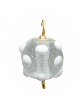 Brinco Dourado Bolinha Colorida Branca