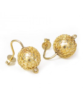 Brinco Dourado Bola Rendada