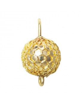 Brinco Dourado Bola Rendada