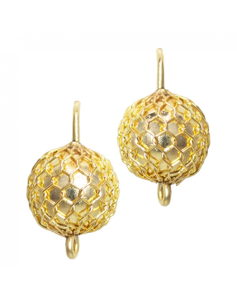 Brinco Dourado Bola Rendada