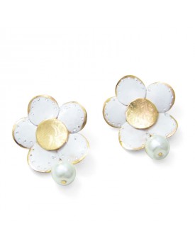 Brinco Dourado Margarida Esmaltada