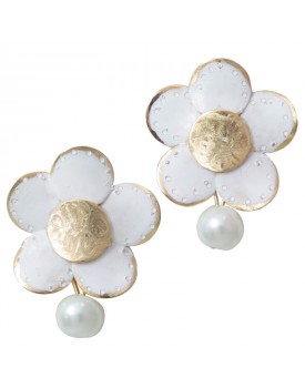 Brinco Dourado Margarida Esmaltada