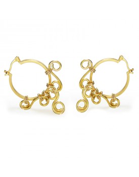 Brinco Dourado Argola Média Arabesco