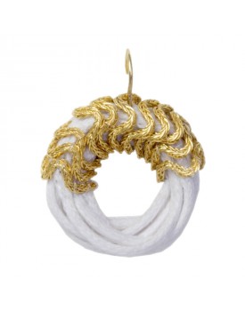 Brinco Dourado Argola Zig-Zag Branco Pequeno