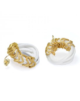 Brinco Dourado Argola Zig-Zag Branco Pequeno