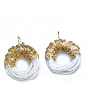 Brinco Dourado Argola Zig-Zag Branco Pequeno
